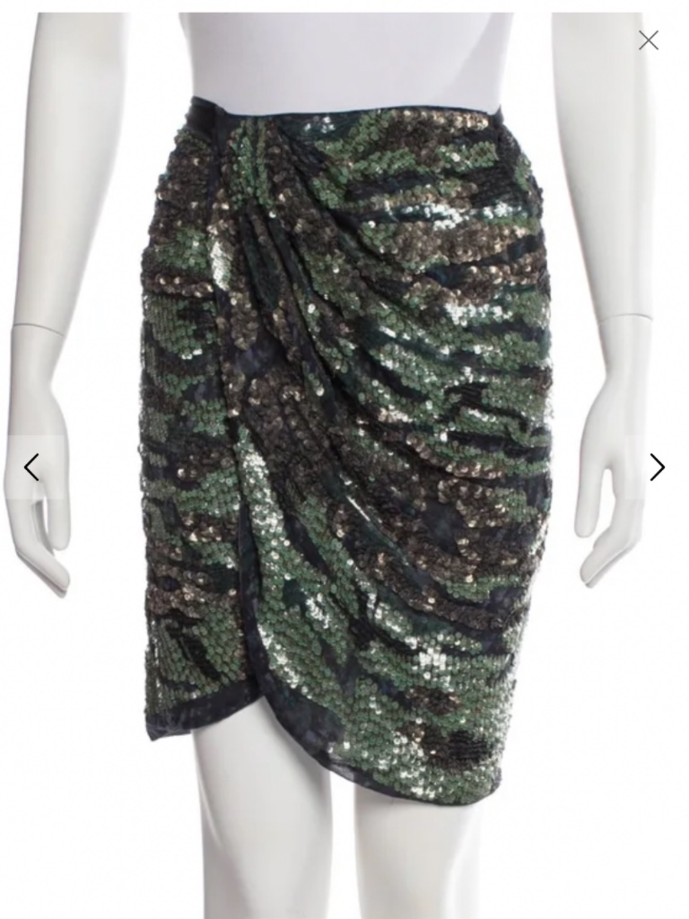 Isabel Marant Womens Camo Print Sequined Wrap Skirt  Size 36/Small